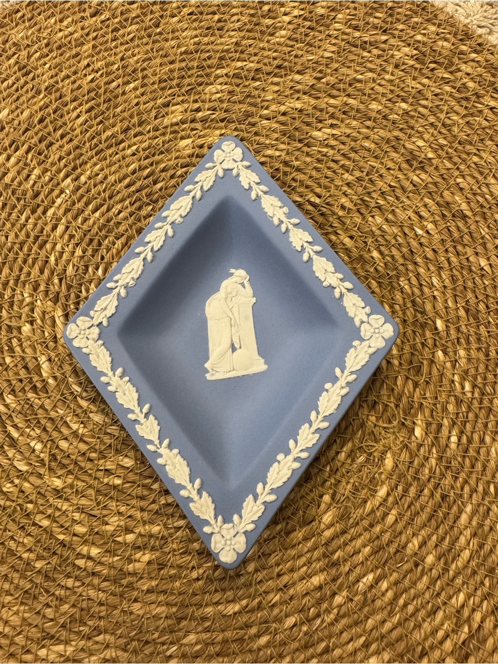 Wedgwood Light Blue and White Jasperware Diamond Trinket Dish